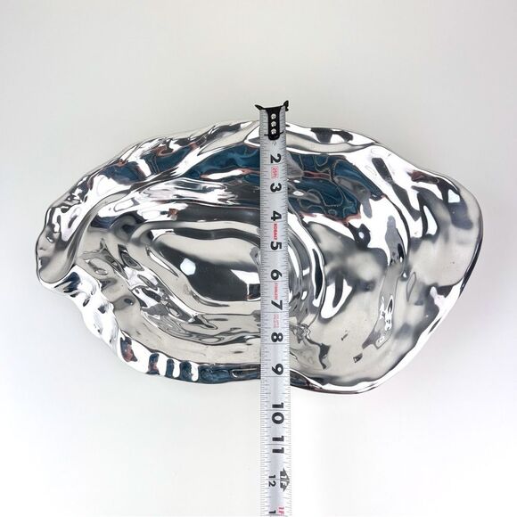 BEATRIZ BALL Oyster Bowl Ocean Platter 15” Aluminum With Two Spoons - Picture 12 of 16